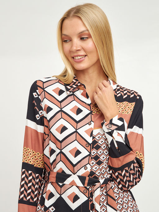 платье миди с длинным рукавом на поясе - Glenfield фото 8