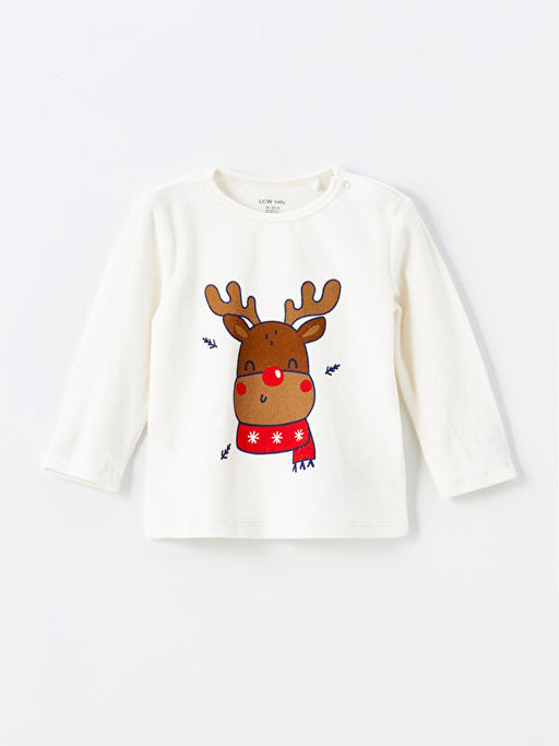 Bisiklet Yaka Uzun Kollu Y?lba?? Temal? Erkek Bebek Pijama Tak?m? - Waikiki фото 2