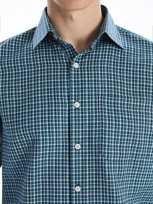 Regular Fit Uzun Kollu Ekose Gabardin Erkek G?mlek