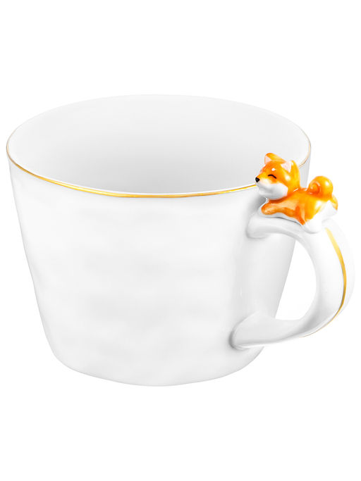 Кружка 300 мл 14*10*7,5 см Собачка белый с золотом, фарфор - Elan gallery фото 4