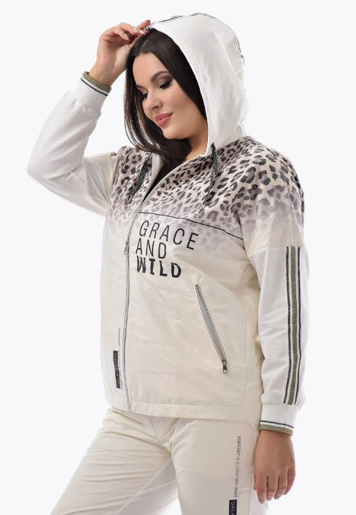 Толстовка из футера комбинированного с принтованной плащевой тканью - А+б коллекция фото 38