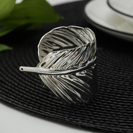 Кольцо для салфетки Лист, 6,54,55 см, цвет серебряный - Simaland фото 2