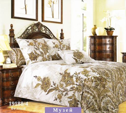 Постельное белье - Перкаль Музей белый 1,5-спальный (молния) - Luteks фото 2