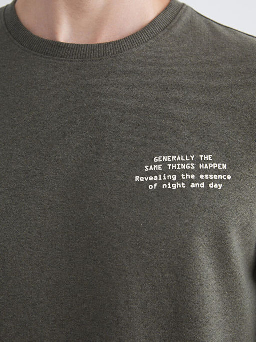 Bisiklet Yaka Bask?l? Erkek Sweatshirt