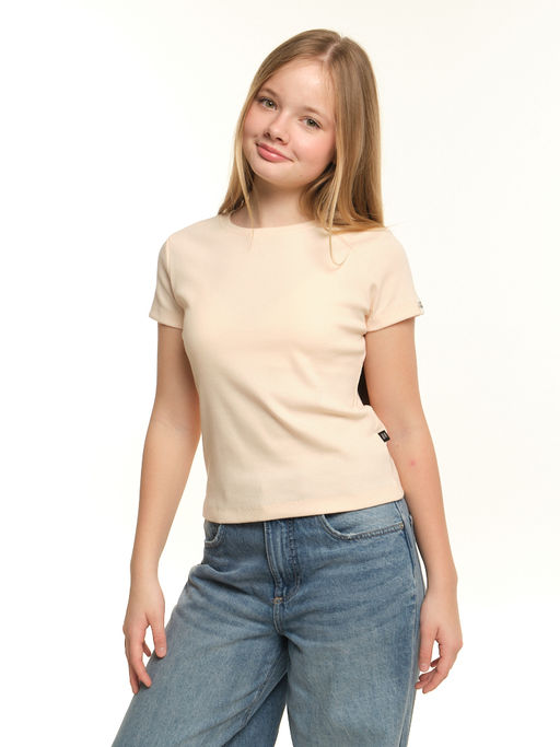 Футболка в рубчик 22-0210 персик