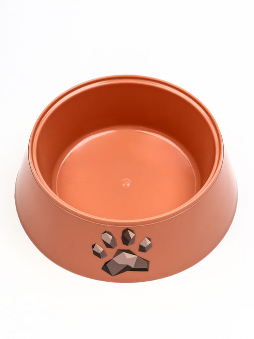 Цена за 2 шт. Миска для кошек "Мур-мяу", 300 мл, 14.5×14.5×4 см, пластик, кирпичная