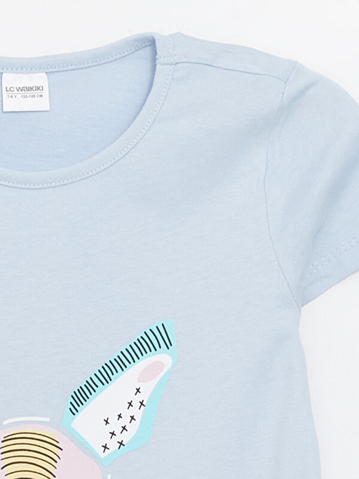 Bisiklet Yaka Bask?l? K?sa Kollu K?z ?ocuk Pijama Tak?m? - Waikiki фото 3