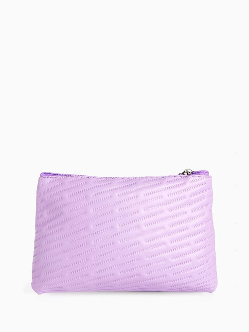 Косметичка на молнии плоская, с подкладкой, маленькая, с принтом, сиреневая