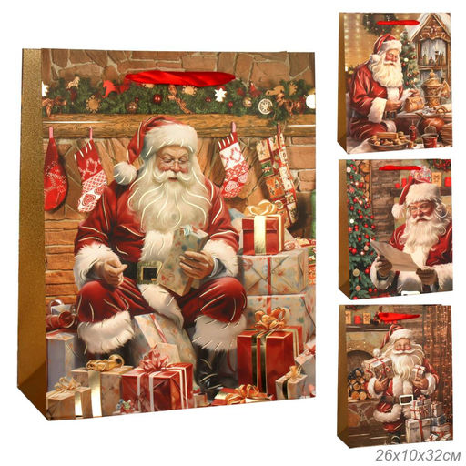 Цена за 12 шт. Пакет подарочный Новый год 26х32x10см / 3033-2 /уп 12/480/микс/210г/м2 - ГалеонТрейд фото 11
