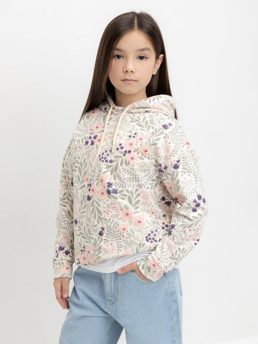 КР 302033/светлый жемчуг,летний сад джемпер (худи) для дев