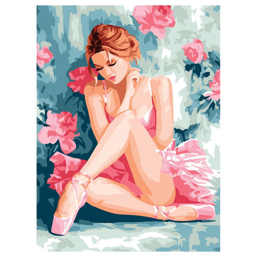 Картина по № на картоне 30*40см "Балерина в розовой пачке" (КК3040_57060) с акрил. красками