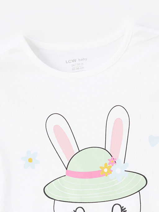 Bisiklet Yaka Bask?l? K?z Bebek Ti??rt - Waikiki фото 2