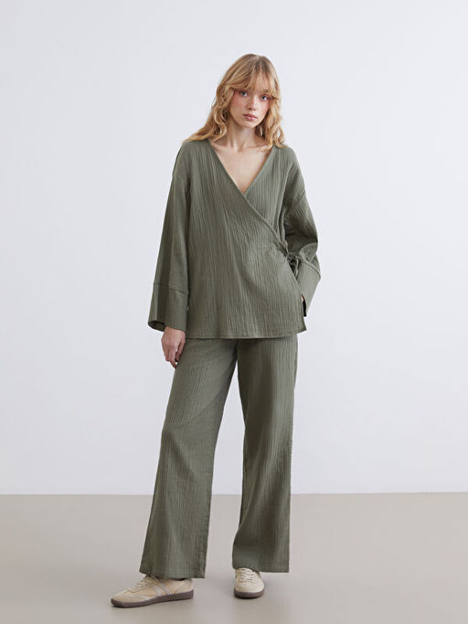 Kruvaze Yaka Dokulu Kad?n Kimono