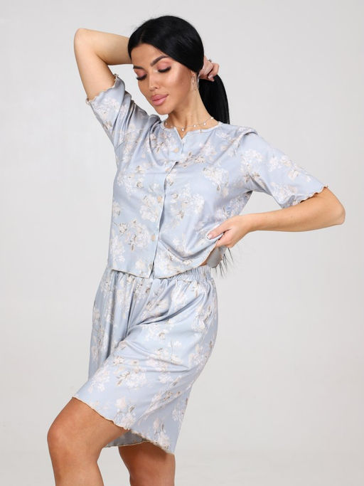 429 ДОМАШНИЙ КОСТЮМ ЖЕНСКИЙ (шорты) (Голубой) - А-дина фото 4