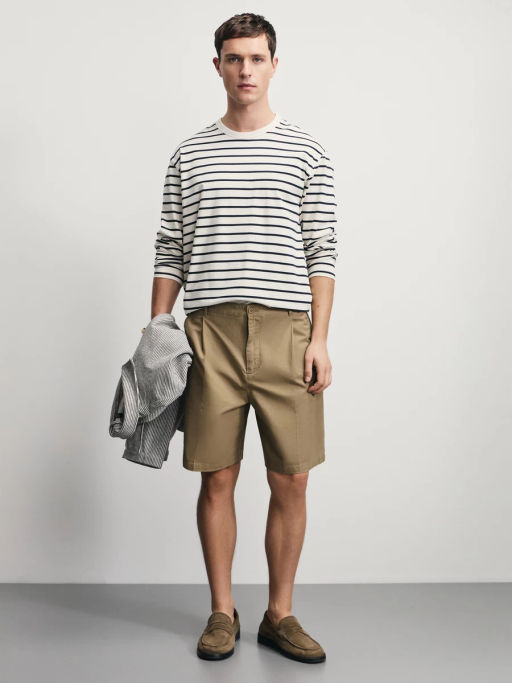 Лонгслив из 100% хлопка в полоску / Zarina  фото 2