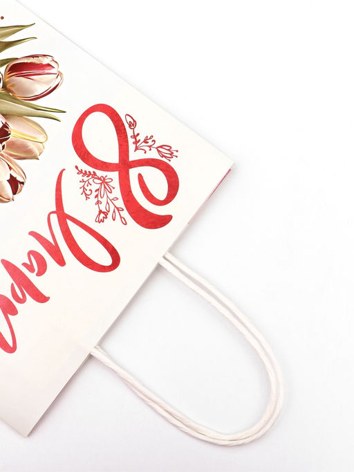 Цена за 2 шт. Пакет подарочный крафт С 8 Марта!, 21?11?27 см