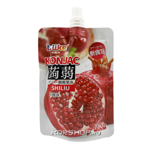 Желе питьевое с конняку со вкусом граната Blike, Китай, 160 г