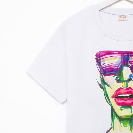 Футболка женская MINAKU Girl, белая, размер 52