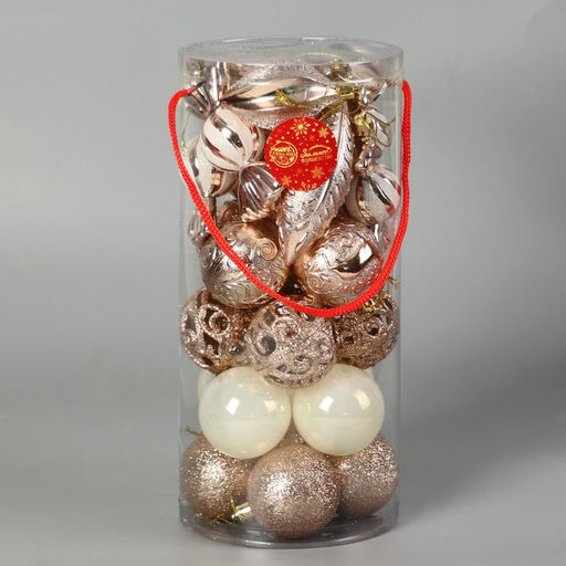 Ёлочные игрушки Торжество, новогодние, набор 28 шт., бело-золотой - Зимнее волшебство фото 2