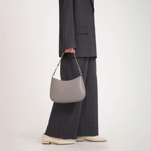 Сумка женская багет TEXTURA на молнии, 28×6×17 см, серая