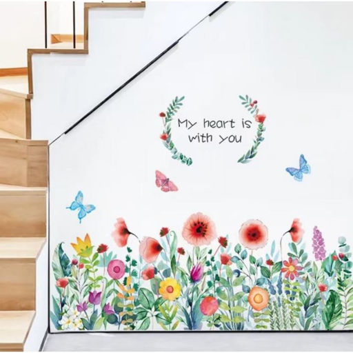 Наклейка интерьерная цветная «Цветочная полянка», пластик, 60×90 см