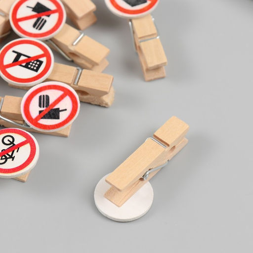 Цена за 2 шт. Декор для творчества дерево «Запрещающие знаки», набор 10 шт., 1.9×4.2 см