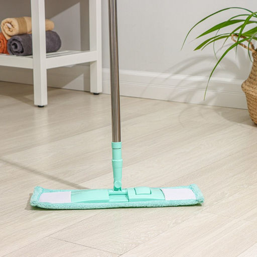 Швабра для мытья пола плоская Доляна, насадка из микрофибры 40?10 см, телескопическая стальная ручка 68(122) см  фото 3