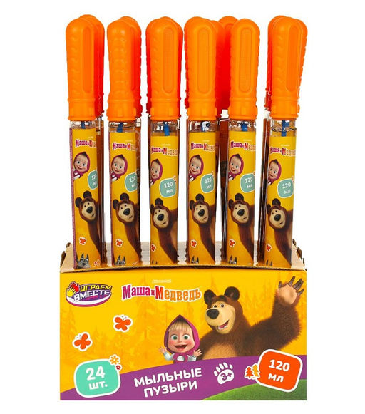 Играем вместе. Мыльные пузыри "Маша и Медведь" 120 мл, поштучно, уп. 24шт. арт.01087-120ЭД (в колбе)