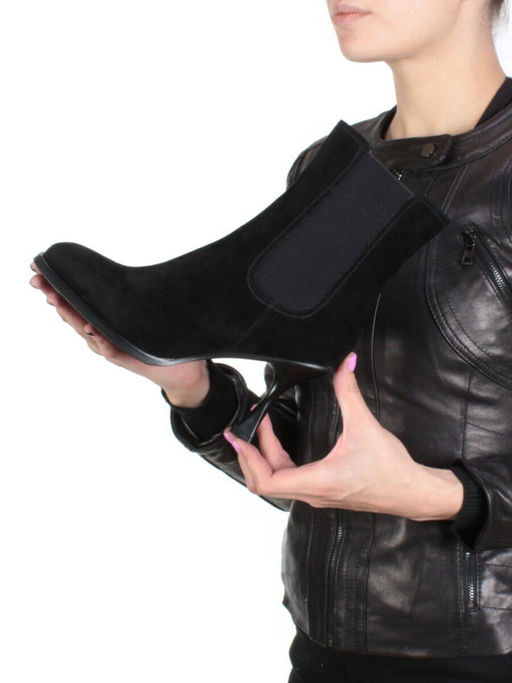 04-E29W-17B BLACK Ботильоны зимние женские (натуральная замша, натуральный мех) - Фабричный китай фото 4
