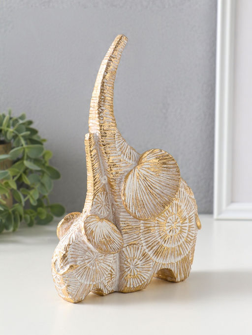 Фигура полистоун «Слон со слонёнком. Золотые круги», 15×7×20.5 см