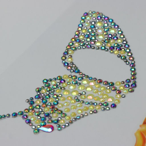 Наклейка - стразы на лицо Пара крыльев желтой бабочки, 16?17 см