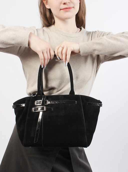 LACCOMA сумка Y2373F-черный натуральная замша, натуральная кожа полиэстер  фото 7