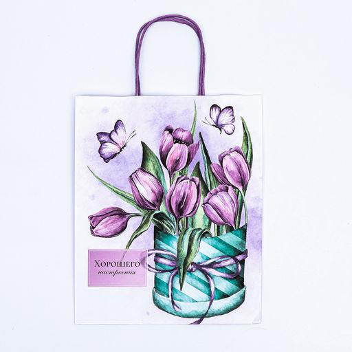 Цена за 2 шт. Пакет крафтовый Хорошего настроения, 25?22?11 см