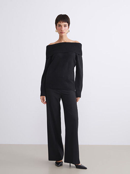 Kay?k Yaka Kad?n Triko Kazak