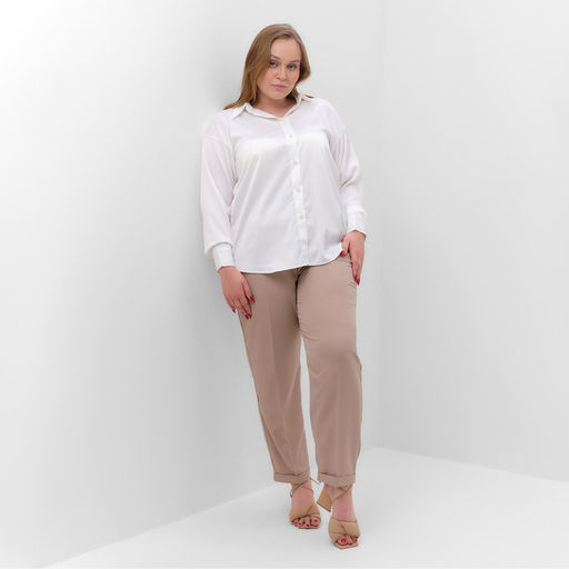 Брюки женские MIST plus-size, размер 52, серо-бежевые