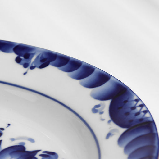 Тарелка плоская «Цветы», d=24 см, H=2 см, гжель, фарфор