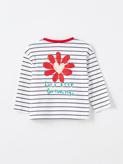 Bisiklet Yaka Uzun Kollu ?izgili K?z Bebek Ti??rt - Waikiki фото 5