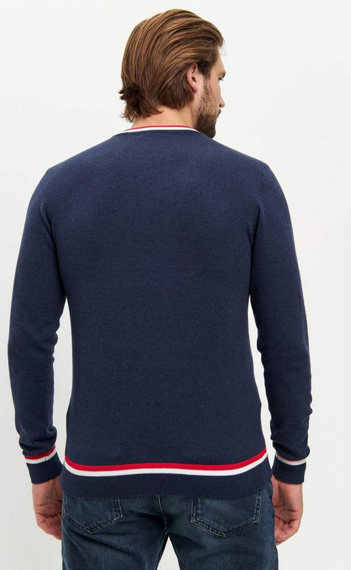 Пуловер однотонный мужской с V-образным вырезом F021-15-0046 blue melange - Fine joyce фото 8