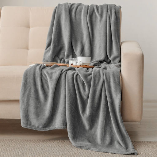 Плед «Этель», 180×200 см, корал-флис, серый