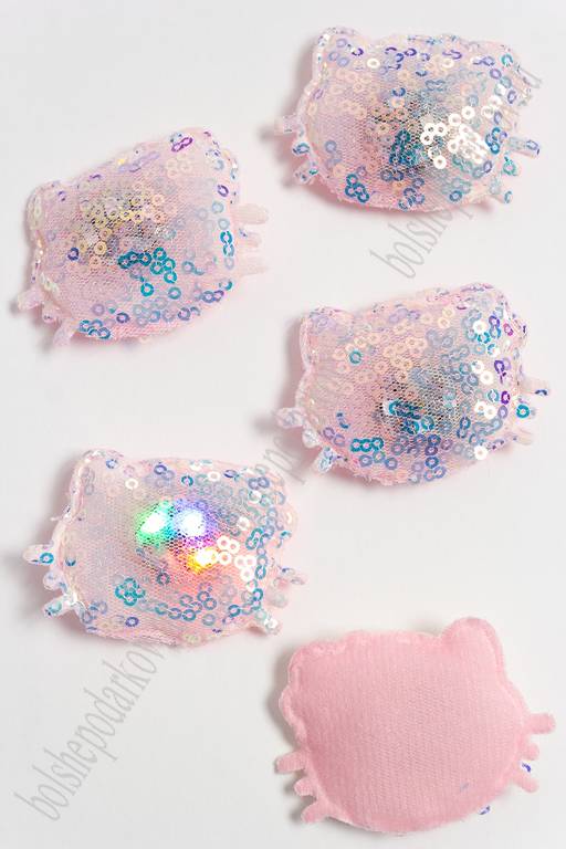 Патч с пайетками "Котёнок" 5*4,2 см (5 шт) SF-3165, бледно-сиреневый УЦЕНКА