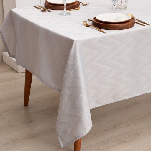 Скатерть Этель Линии цв.серебро, 142*283 +/-3 см, 115 10 гр,100% п/э  фото 3