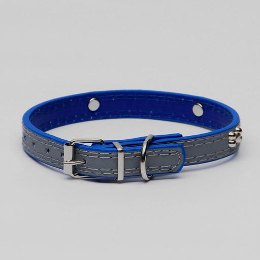 Ошейник с косточками светоотражающий, 37 х 1,3 см, ОШ 26-33, синий - Пижон фото 2