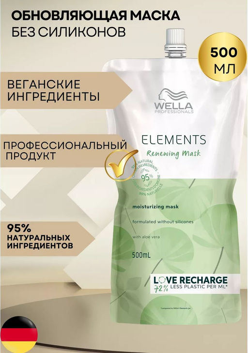 -28% Маска рефил обновляющая Elements увлажняющая, 500 мл Wella Professionals