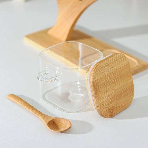 Набор банок для сыпучих продуктов «Эко», 20×10×25 см, на подставке, 3 шт