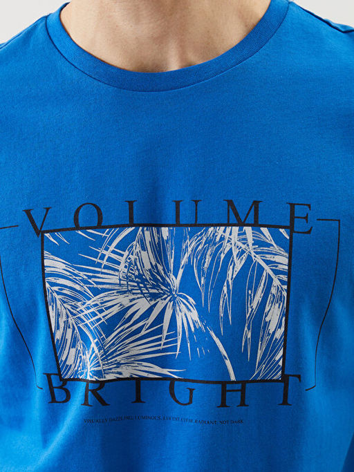 Bisiklet Yaka K?sa Kollu Bask?l? Penye Erkek Ti??rt