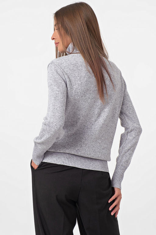 Джемпер мягкий прямого силуэта меланж серый