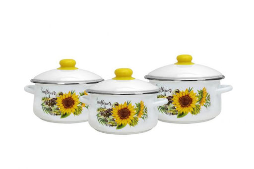 ЭМ_Набор кастрюль груш. 3 пр ПОДСОЛНУХИ (2+3+4) с эл. тор 7-329/4 Магнитогорск