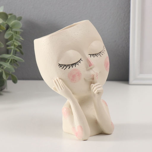 Фигурка-подставка для мелочей «Малышка: тссс», вазон полистоун, 12×17.2 см