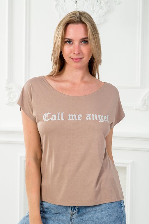 Футболка женская из вискозы Лирика кофе Call me angel - Амадэль фото 3