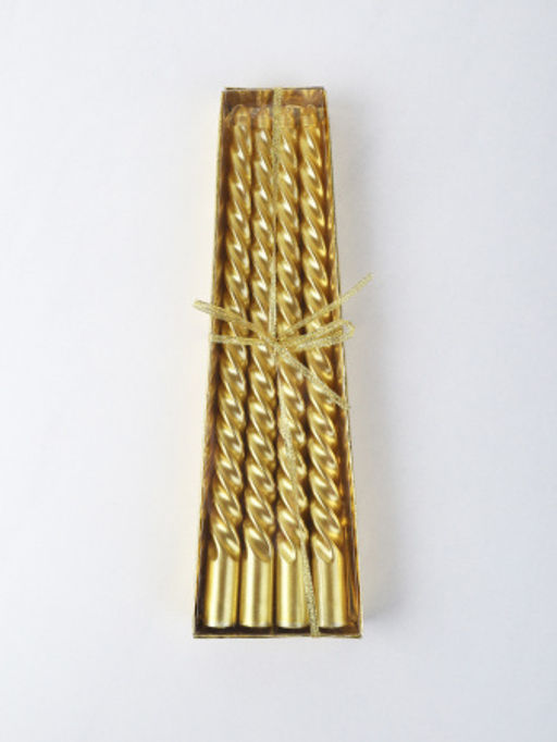 Свеча стержень 4 штуки 25 см витая глянец / LY-150 /уп 144/ золотая - Галеонтрейд фото 3